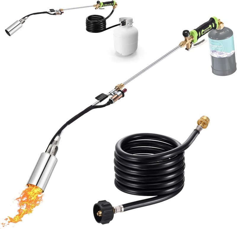 WorkBless Weed Torch, Propane Torch Weed Burner with 10 ft Hose, 1800,000 BTU, Flame Weeder with Flame Control for Weeding, Snow Melting - Image 1